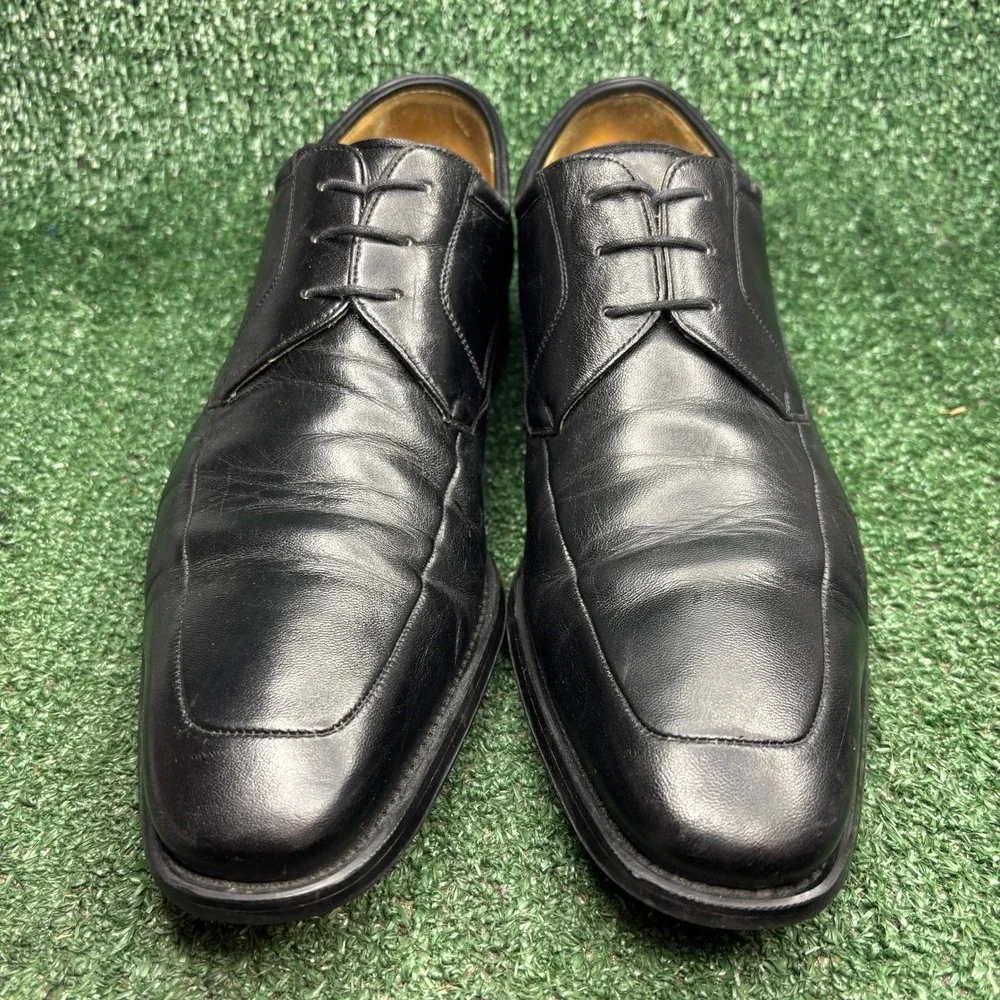 Magnanni‎ Leather Lace Up Apron Toe 12653 Classic Derby Shoes Black Mens Sz 11 D